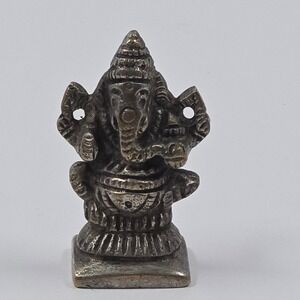 Vintage Miniature Ganesha Statue Metal Hindu Deity Lord Ganesh India Arts 2 Inch